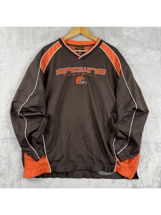 NFL Other - VTG Cleveland Browns NFL Men’s 2XL Brown Pullover Windbreaker Jacket Team Y2K